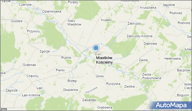 mapa Miastków Kościelny, Miastków Kościelny na mapie Targeo